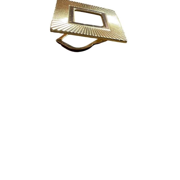 Vintage Square Gold ToneTexture Dress Clip Scarf Vintage 1.5” - Picture 6 of 6